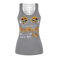 thumbnail image 3 of Seyurigaoka Women 2 Pcs Halloween Printed Sets, Sleeveless Racerback Tank Top + Tight Shorts Pant Fitness Clothes, 3 of 7