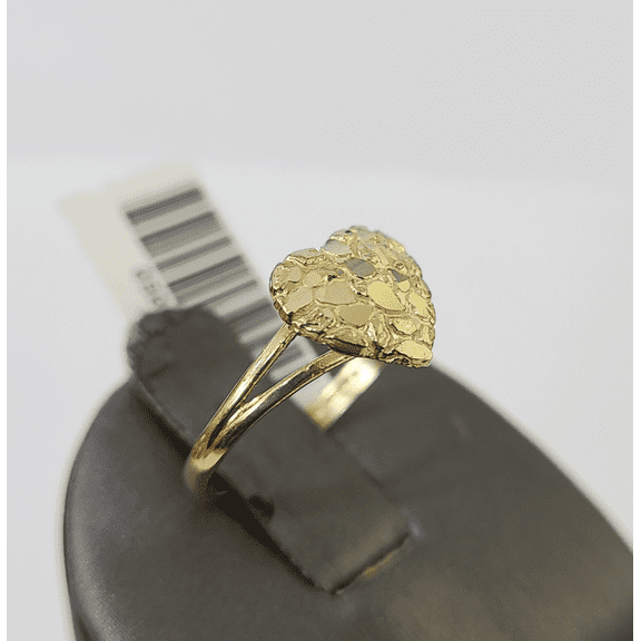 10k Nugget Heart Ring Yellow Gold Women Real Genuine All Sizes (Ring Size:6;)