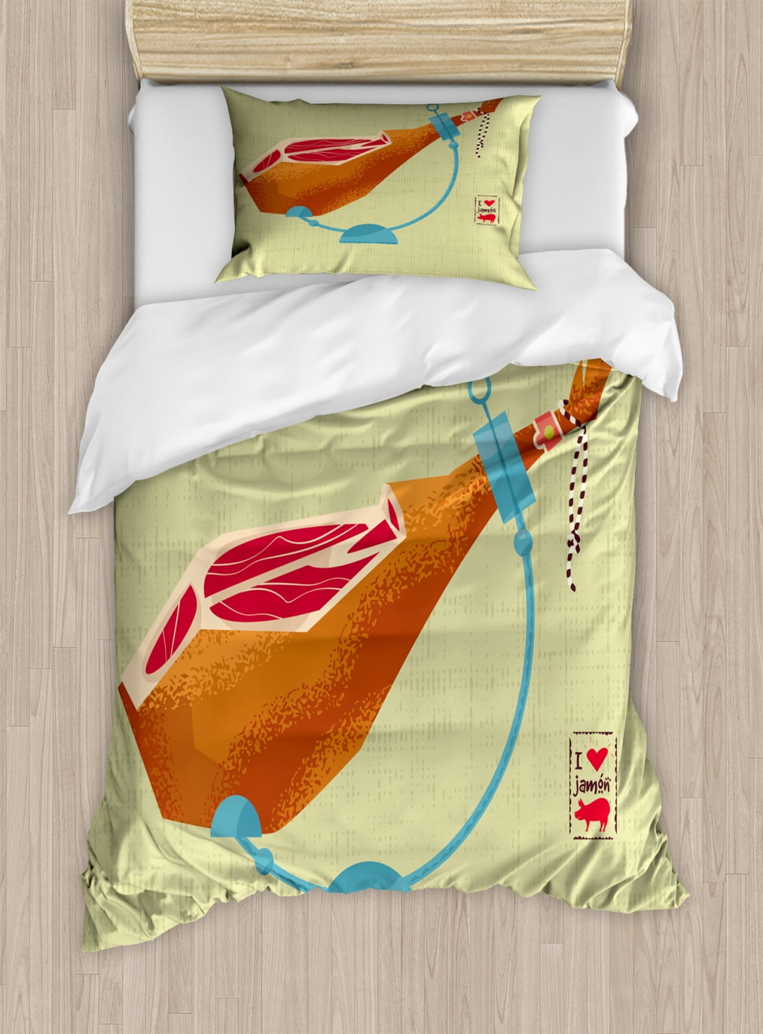 Spanish Duvet Cover Set Twin Size, DryCured Spanish Ham Traditional