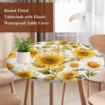 thumbnail image 5 of Watercolor Sunflowers Round Fitted Table Cover Yellow Green Leaf Vintage Country Waterproof Table Cloth with Elastic Edge Wipeable Tablecloth for Picnic Camping Party Fits 45"-54" Diameter, 5 of 8