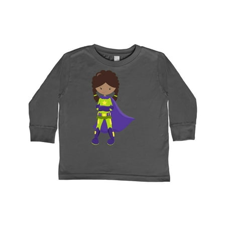 

Inktastic African American Girl Superhero Green Costume Gift Toddler Toddler Girl Long Sleeve T-Shirt