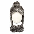 thumbnail image 2 of WITHMOONS Crochet Thick Cable Knit Beanie Hat Pom Earflaps Cap BZ70013 (Grey), 2 of 5