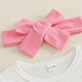 thumbnail image 6 of Kaprioy My First Easter Baby Girl Outfit Girls Clothes Short Sleeve My First Easter Letter Printed Shirt Romper Bell Bottoms Pants Easter Clothes Headbands Outfits 3PCS Set, 6 of 7