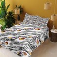thumbnail image 2 of Ambesonne Emoji Fitted & Top Sheet Set with Shams, Racing Formula Smiling Face, Black White and Mustard, 2 of 5