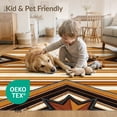 thumbnail image 4 of ODIKA 8'x10' Washable Area Rug Southwestern Stripe Spotted Boho Border Farmhouse Motif Refined Structured for Dining Room, Large Office, Lounge, Non-Slip Chair-Friendly Mat, 4 of 7