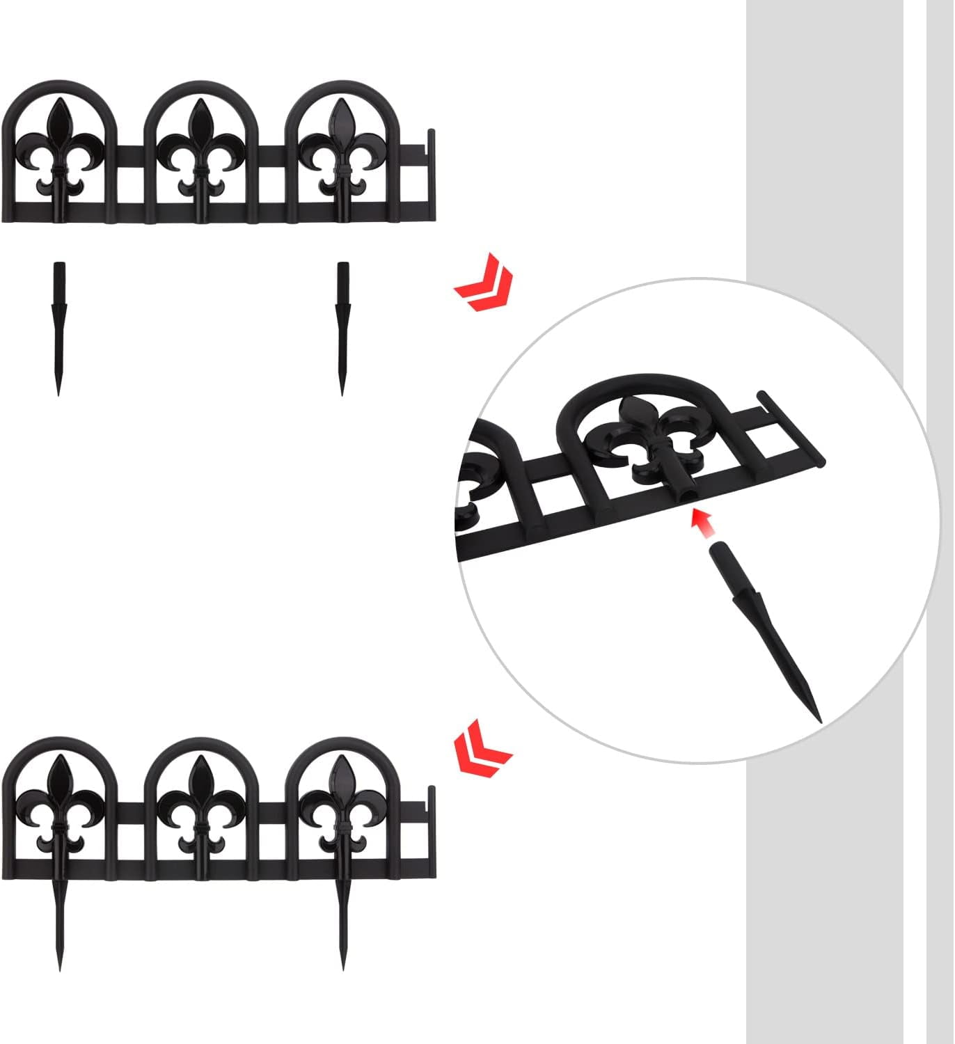 Black Garden Border Edging - 15pcs Decorative Lawn Landscape Panels - 20ft Kit