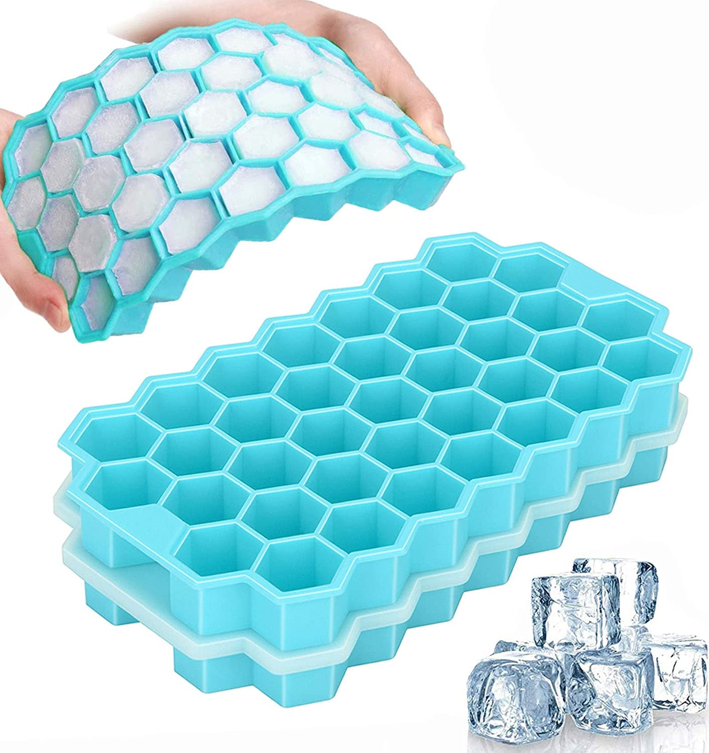 Whiskey Baby Food Dishwasher Safe /& BPA Free ANAEAT 2 Pack Ice Cube Trays Chocolate Flexible Silicone Ice Tray with Stackable Lid and Easy-Release 74-Ice Cube Molds for Cocktail Green Freezer