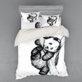 thumbnail image 2 of Ambesonne Animal Bedding Set 3 Pcs, Little Panda Bear, Twin XL, Black and White, 2 of 3