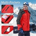thumbnail image 3 of TACVASEN Men's Winter Waterproof Ski Jackets with Hooded Windproof Fleece Warm Snow Coat with Multi-Pockets For Hiking and Snowboarding Red L, 3 of 7
