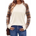 thumbnail image 3 of SPROUTOP Color Block Sweatshirts for Women Raglan Long Sleeve Shirts Casual Crewneck Printed Pullover Tunic Tops, 3 of 11