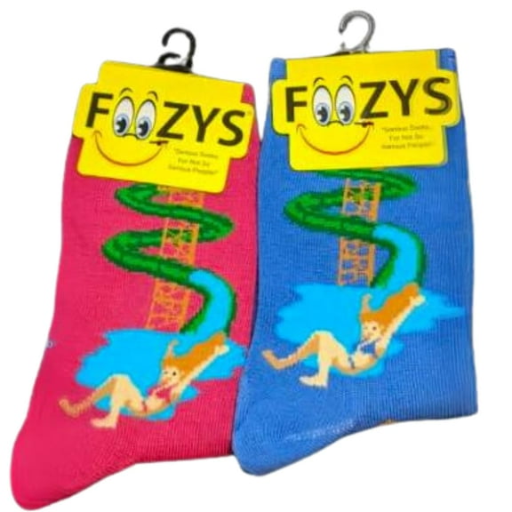 Foozys Womens Water Slide Themed Socks 2 Pairs Included in 2 Colors