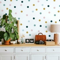 Pink, Yellow, and Blue Dot Peel and Stick Wall Decals