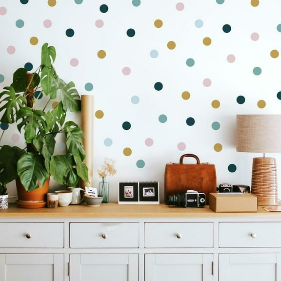 Pink, Yellow, and Blue Dot Peel and Stick Wall Decals