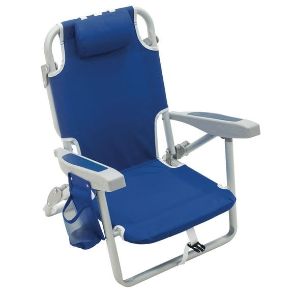 RIO Brands Kids 5 Position Portable Folding Backpack Beach Chair, Blue