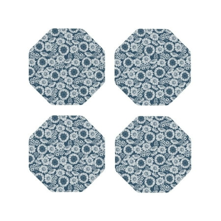 

Leather Coasters with Heat-resistant for Drinks Sunflowers blue -标题2 Octagon