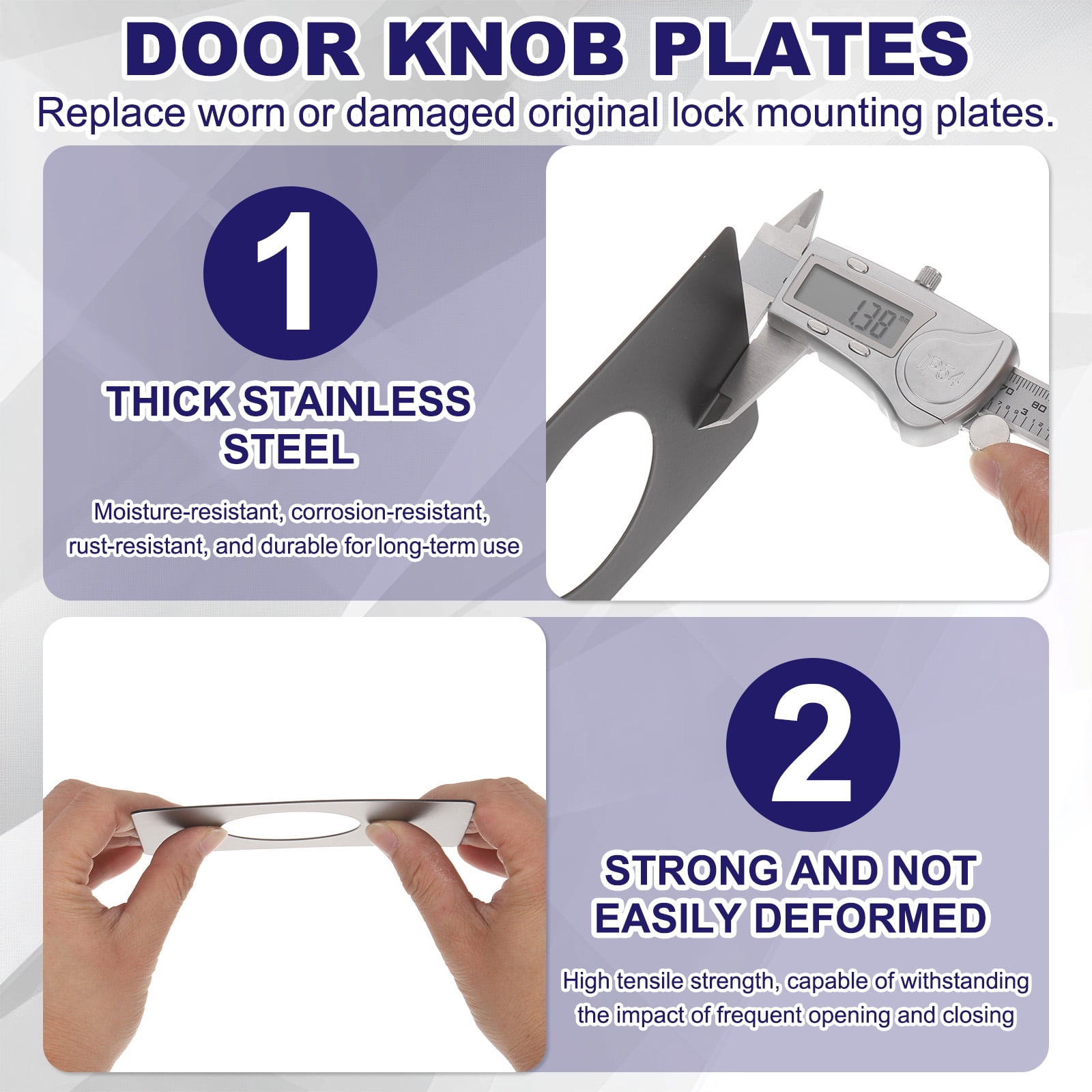 4Pcs Door Knob Plates Door Reinforcement Plate with Black Wheel, Black