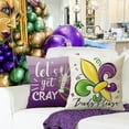 thumbnail image 6 of Happy Mardi Gras Purple Decorative Throw Pillow Covers 18x18 Set of 4, Let The Good Time Roll Mask Fleur De Lis Carnival Outdoor Pillowcase, Let''s Get Cray Masquerade Cushion Case Home Decor, 6 of 6
