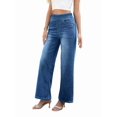 thumbnail image 1 of Pantalones Vaqueros Holgados de Talla Grande para Mujer, de Pierna , Cintura Alta, Adelgazantes, con Múltiples Bolsillos, Rectos y Casuales. Azul Oscuro Medio XL, 1 of 9