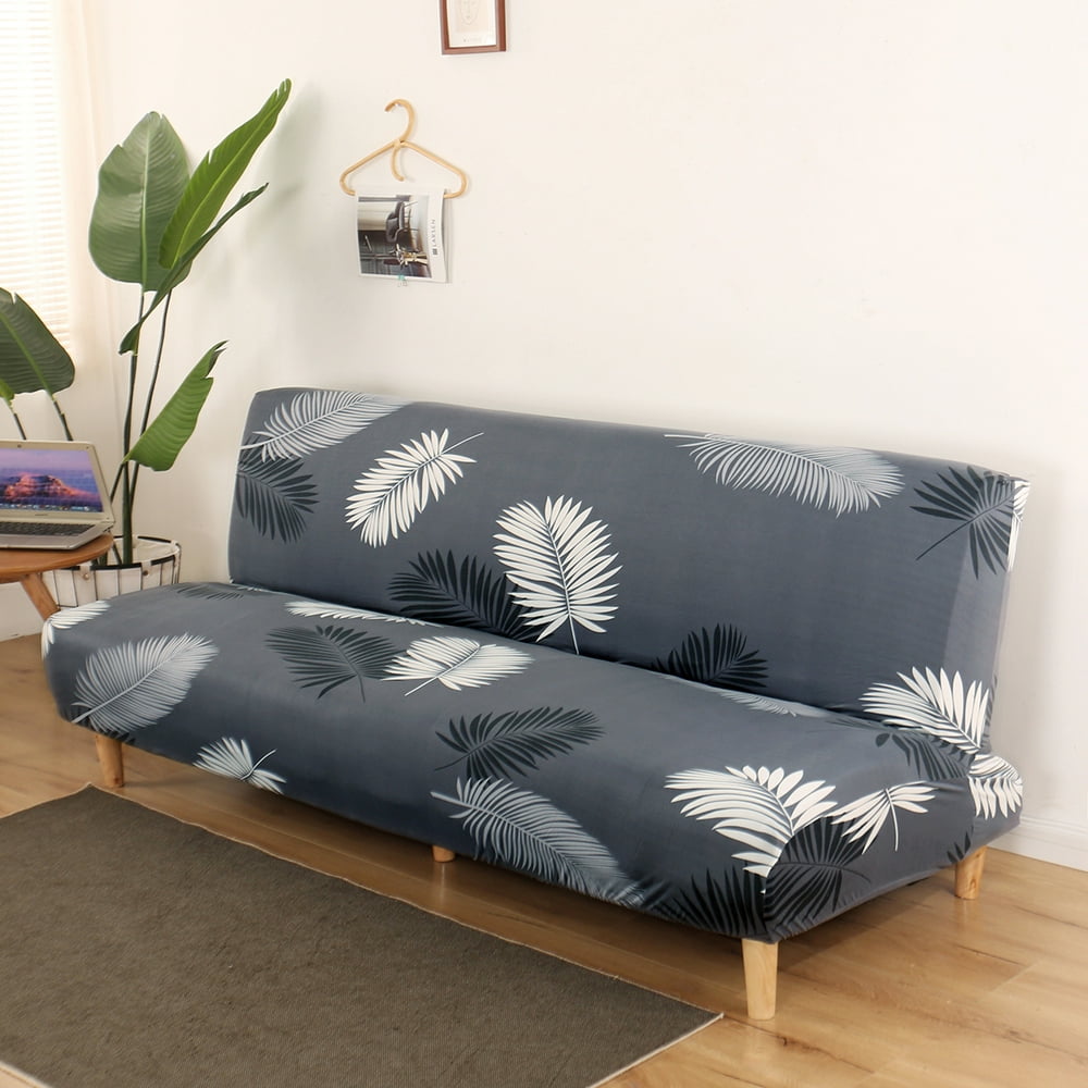 Folding Sofa Bed Cover Solid Color Futon Armless Slipcover Polyester