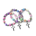 thumbnail image 2 of Catholic Cross Rosary Bracelet with Colorful Crystal Beads Wristband Rosary Beaded Bracelet Religious Jewelry for Women, 2 of 9