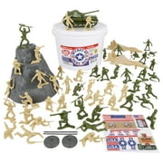 Bucket of Plastic Army Men - OD Green vs. Tan w/Grey New
