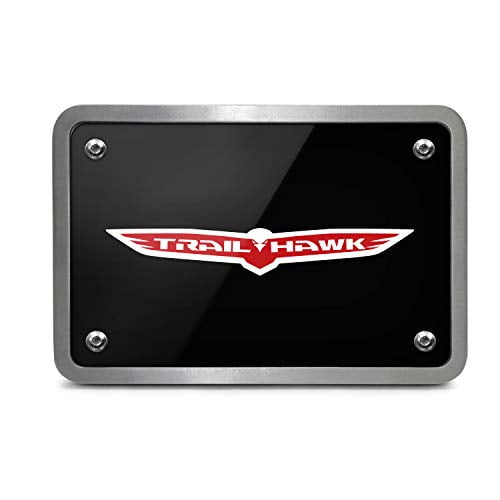Jeep Trailhawk UV Graphic Black Thick Solid Billet Aluminum 2 inch Tow Hitch Cover