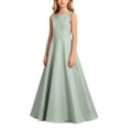 thumbnail image 3 of AHTJRT Graduation Dresses for Girls Satin Silk Crew Neck Sleeveless Pleated Flowy Maxi Dress Elegant Party Chorist Bridesmaid Dresses Green 12-13 Years, 3 of 7