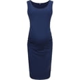 thumbnail image 2 of Maternity Dresses for Daily Baby Shower and Photography, Sleeveless Tank Dresses Side Ruching Womens Bodycon Dress, Navy Blue, X-Large, 2 of 6