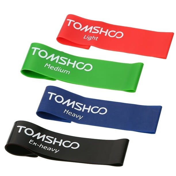 TOMSHOO Set of 4 Exercise Resistance Loop Bands Latex Gym Strength