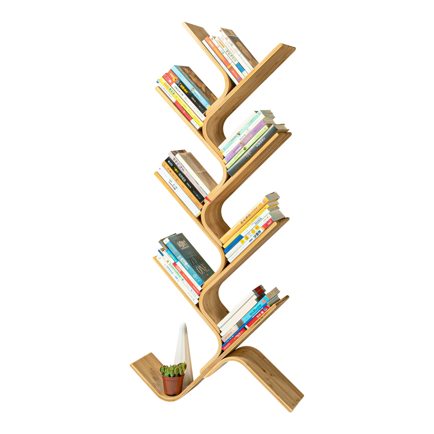 Kepooman 8-Tier Tree Bookshelf for Living Room, Bamboo Bookcase Rack for CDs/Movies/Books, Floor Standing Book Tower Storage Organizer Shelves for Home Office, Wood Color Kepooman 8-Tier Tree Bookshelf for Living Room, Bamboo Bookcase Rack for CDs/Movies/Books, Floor Standing Book Tower Storage Organizer Shelves for Home Office, Wood Color