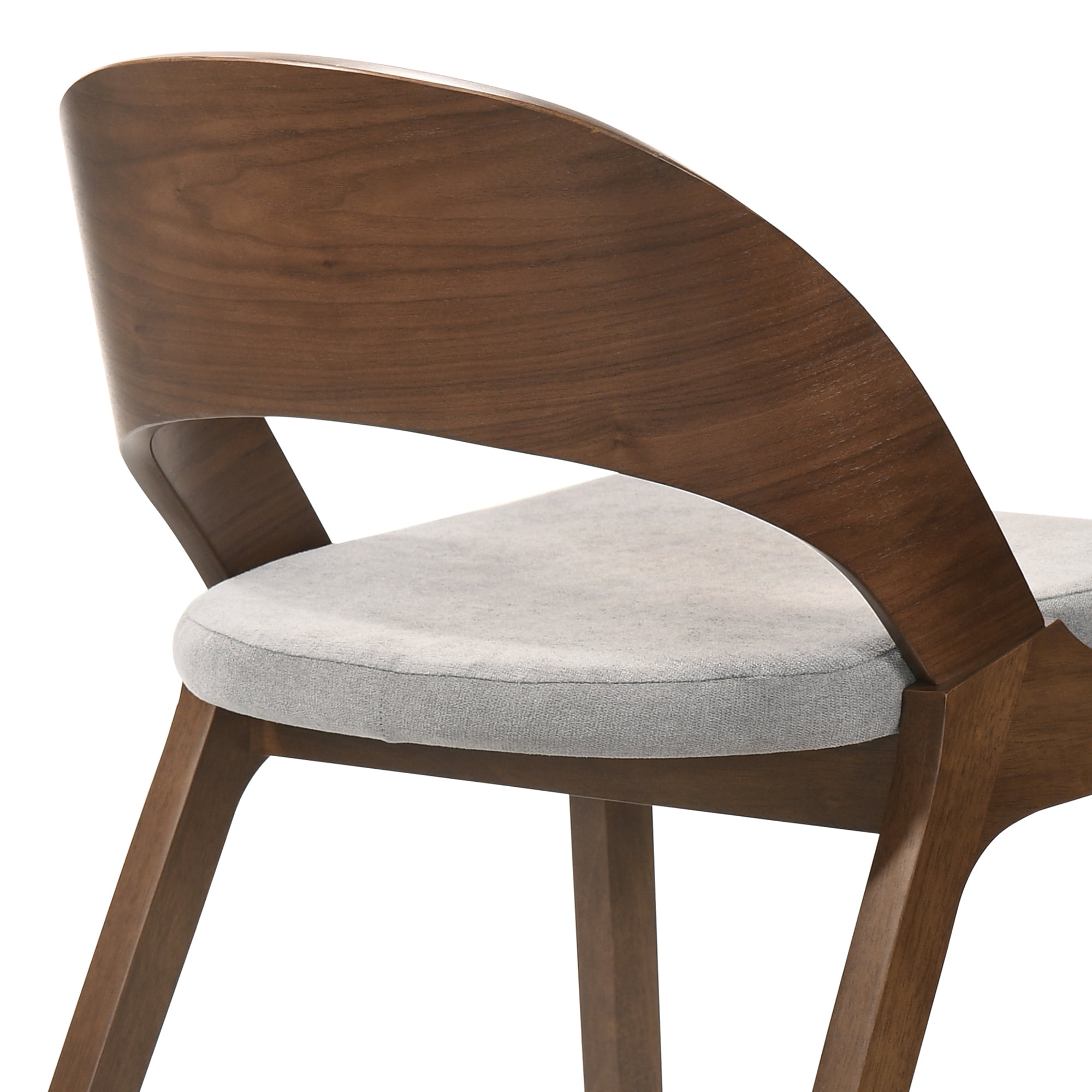 Polly Mid-Century Modern Dining Accent Chairs in Walnut Finish and Grey Fabric - Set of 2