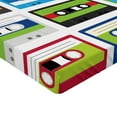 thumbnail image 2 of Ambesonne Vintage Fitted Sheet, Retro Cassette Collage, Full Size, Green Blue, 2 of 3