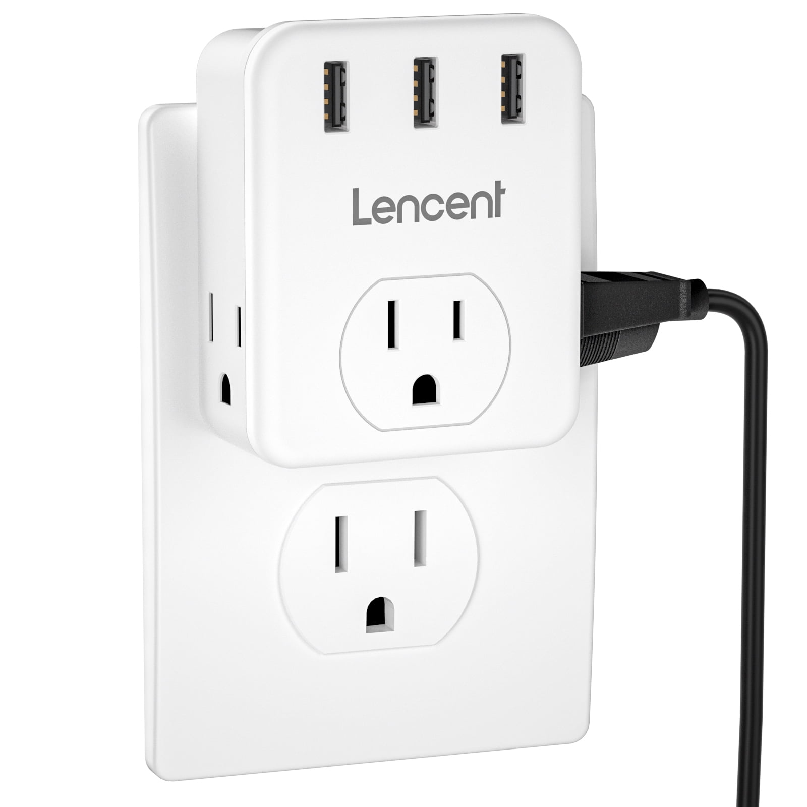 LENCENT Multi Plug Outlet Extender, USB Wall Charger, 3 Outlets Splitter with 3 USB Ports, 3