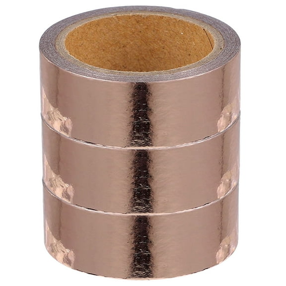 LEORX 3 Rolls of Aesthetic Washi Tape for Gift Boxing Rose Gold Color