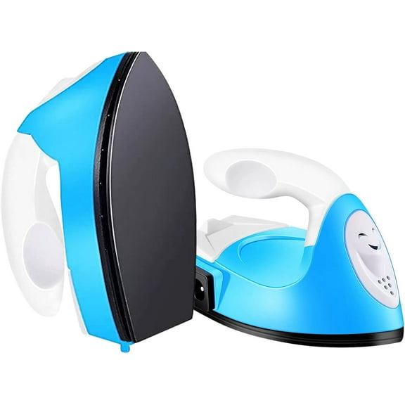 Mini Heat Press Small Iron Portable Heat Press Machine Mini Craft Iron with Charging Base Accessories for DIY T-Shirts, Shoes, Bag and Hats Heat Transfer Vinyl Projects (Blue)