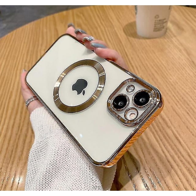 Funda magnética galvanizada simple para iPhone 13 Mini, tacto metalizado, antideslizante, a prueba de golpes, protección para cámara, antiarañazos y anticaídas.