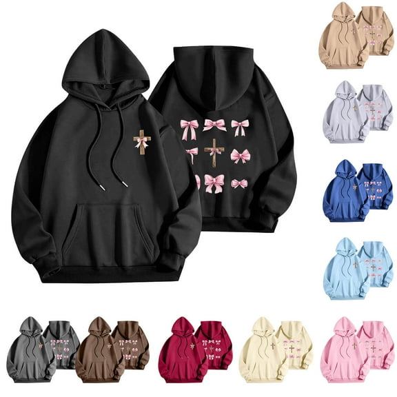 DDAPJ pyju Womens Fleece Hooded Sweatshirt Oversized Graphic Hoodies Teen Girls Y2K Aesthetic Sweatshirts Black S