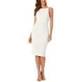 thumbnail image 1 of Unique Bargains Robe Col Bateau pour Femmes Midi Décontractée Sans Manches Robes Blanches TG, 1 of 5