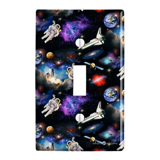 Astronaut Space Earth Moon Solar System Pattern Plastic Wall Decor Toggle Light Switch Plate ...