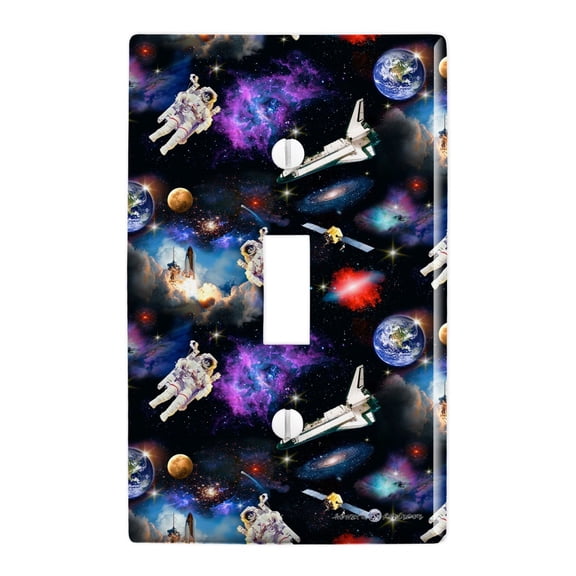 Astronaut Space Earth Moon Solar System Pattern Plastic Wall Decor Toggle Light Switch Plate Cover