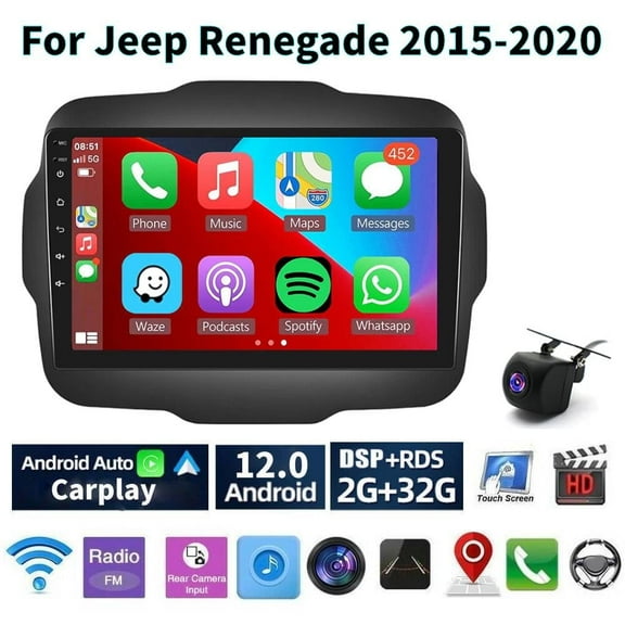 iSpchen Bluetooth Touchscreen Jeep Renegade 2015 - 2020 Car Radio Stereo, Black