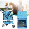 thumbnail image 3 of Favory 3 Wheels Pet Stroller Dog Cat Cage Jogger Stroller for Medium Small Dogs Cats Folding Travel Carrier with Cup Holder, Waterproof Design & Removable Liner, Blue, 3 of 9