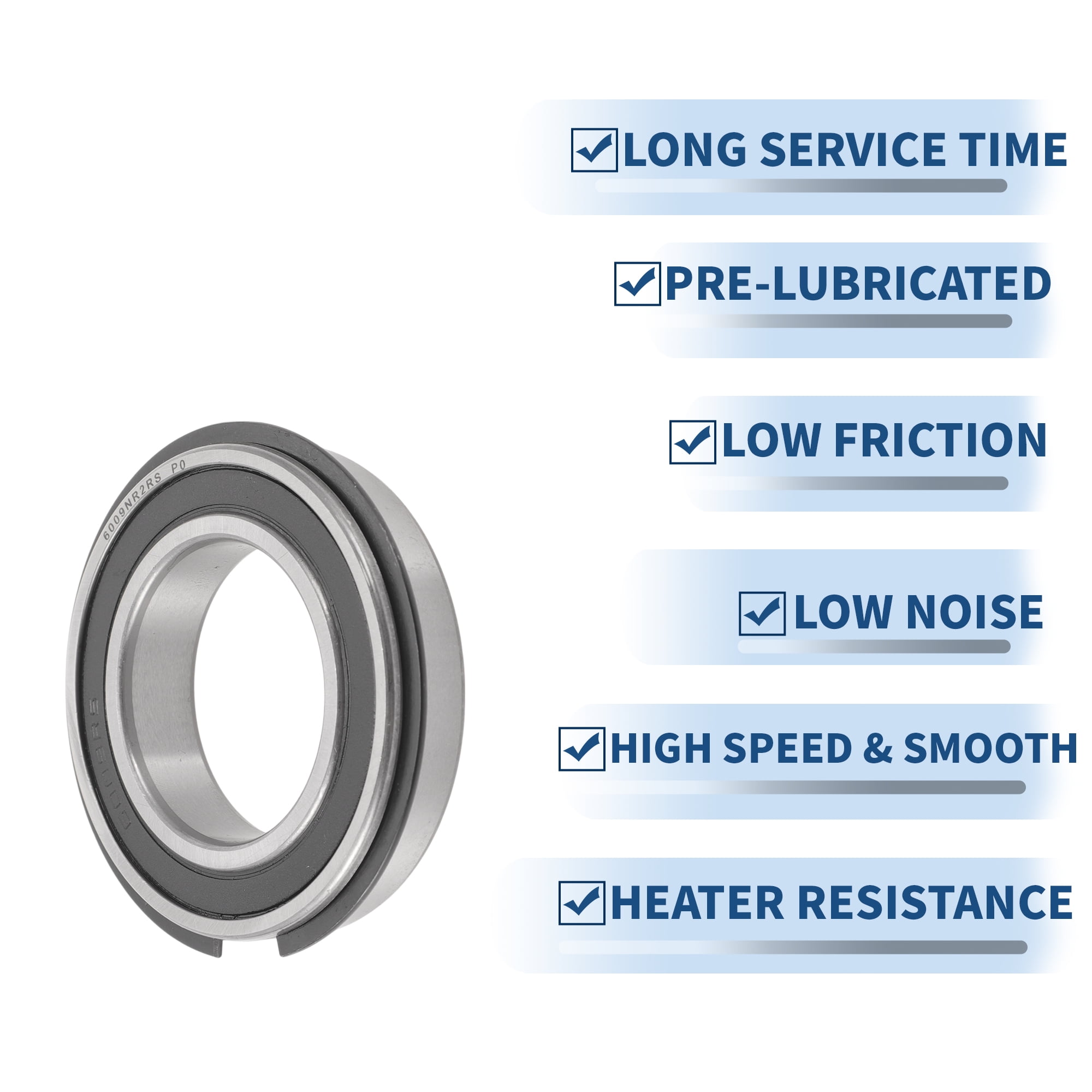 Unique Bargains 6009NR2RS Deep Groove Ball Bearings 45x75x16mm P0 Double Rubber Seal Lubricated Bearings 1 Pc Car Scooter Skateboard Wheel Universal Silver Tone Black