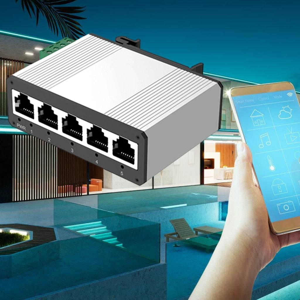 DIN Rail Gigabit Switches 5 Port Aluminum Housing None PoE Industrial Temperature