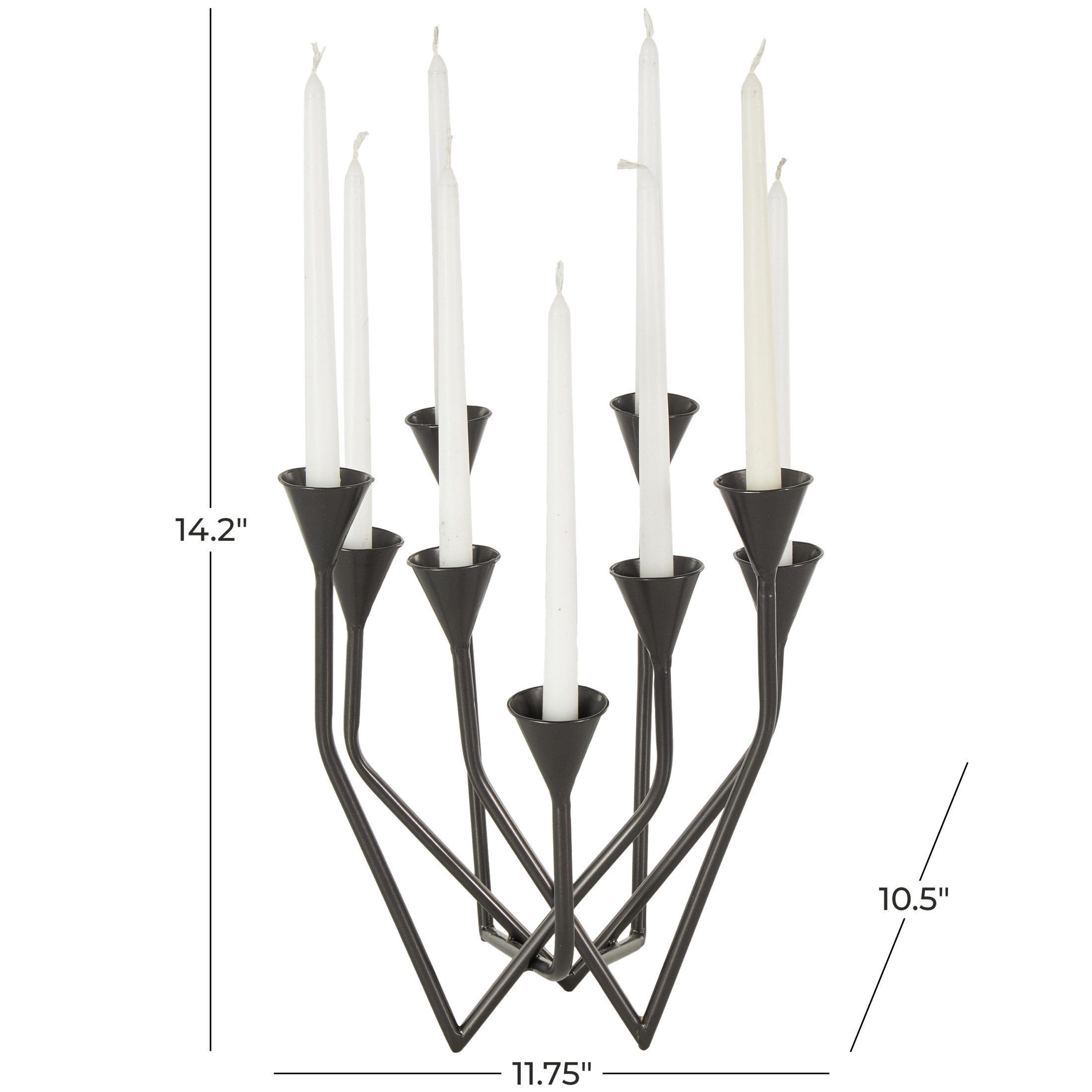 DecMode 9 Holder Black Metal Taper Candelabra