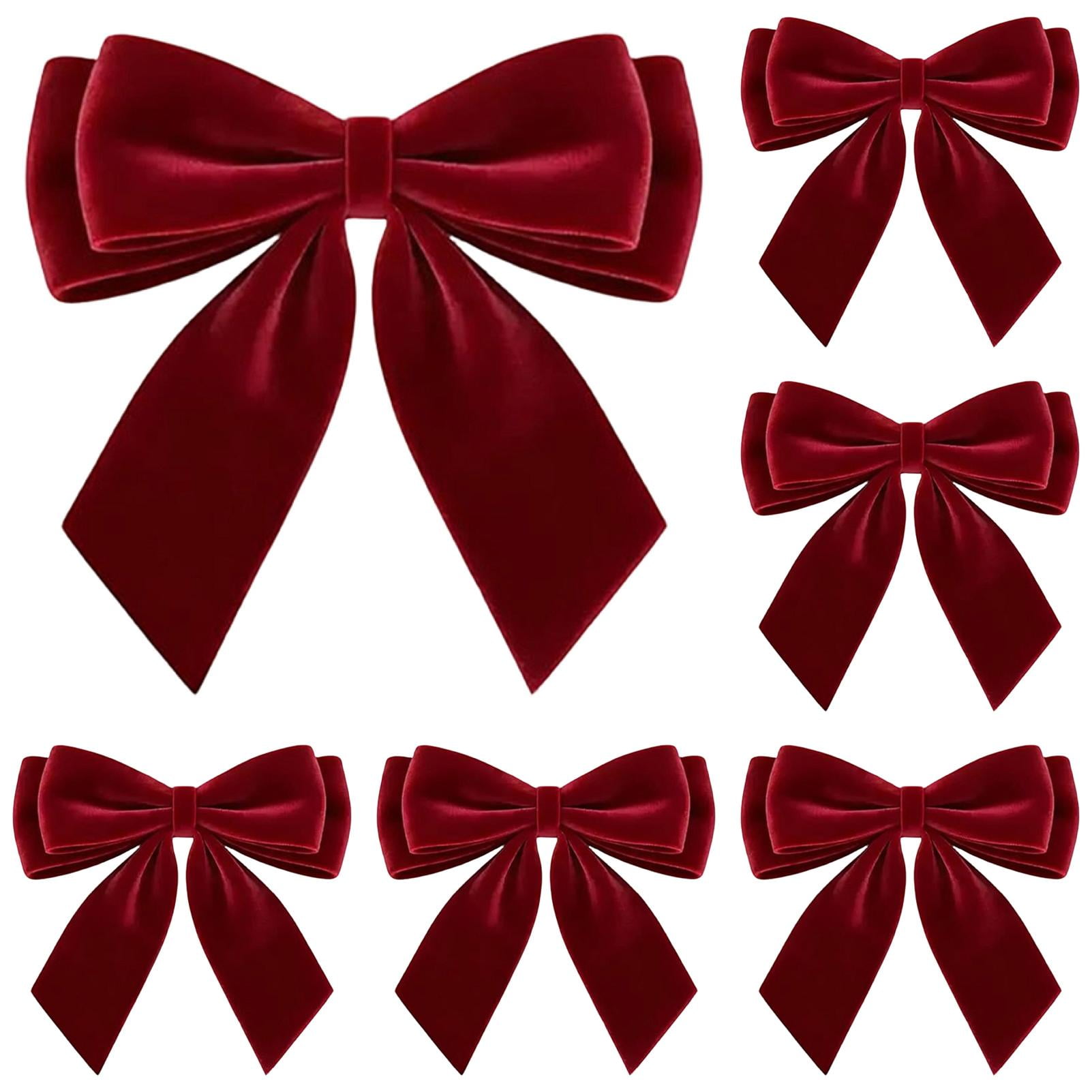 Christmas Ribbon Bows 5 PC Velvet Hanging Decorations With Elegant Layered Design Holiday Ornaments For Tree Decor Wreath Garland Gift Packaging Party Home Display