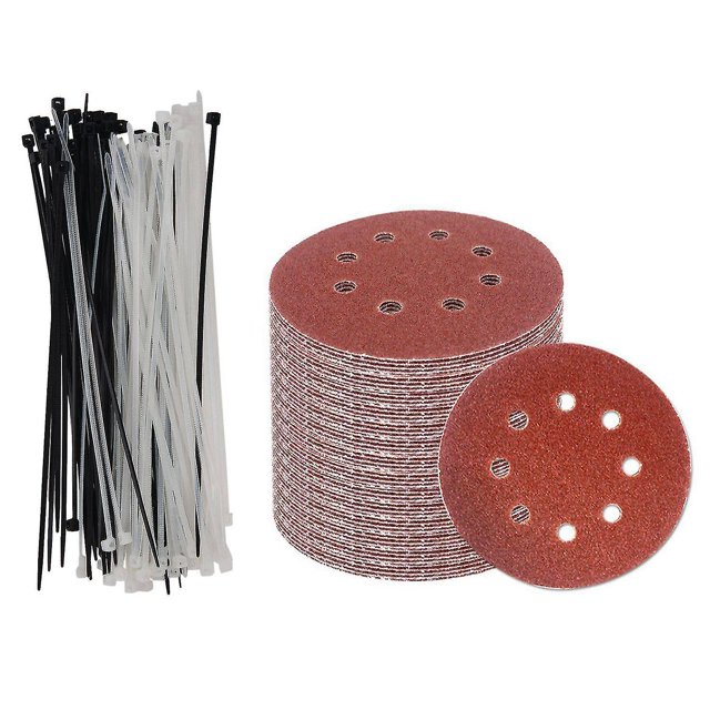 160 Uds. Accesorios: 60 discos de lijado de 5 pulgadas, papel de lija surtido 60 80 120 180 240 320 granos 1