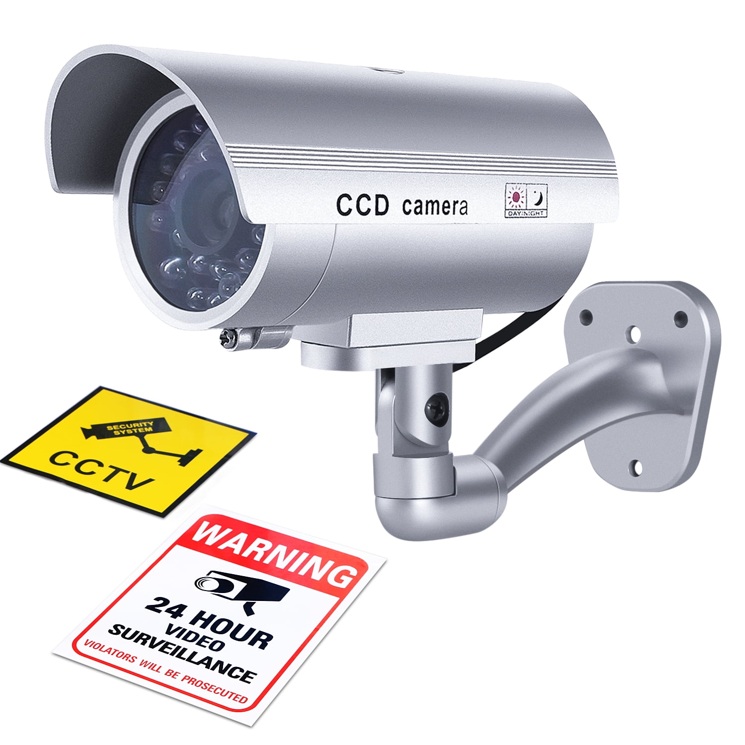 Dummy IP Security Camera-Flashing Light in Dome-Wall Screws & Free Sticker-CCTV