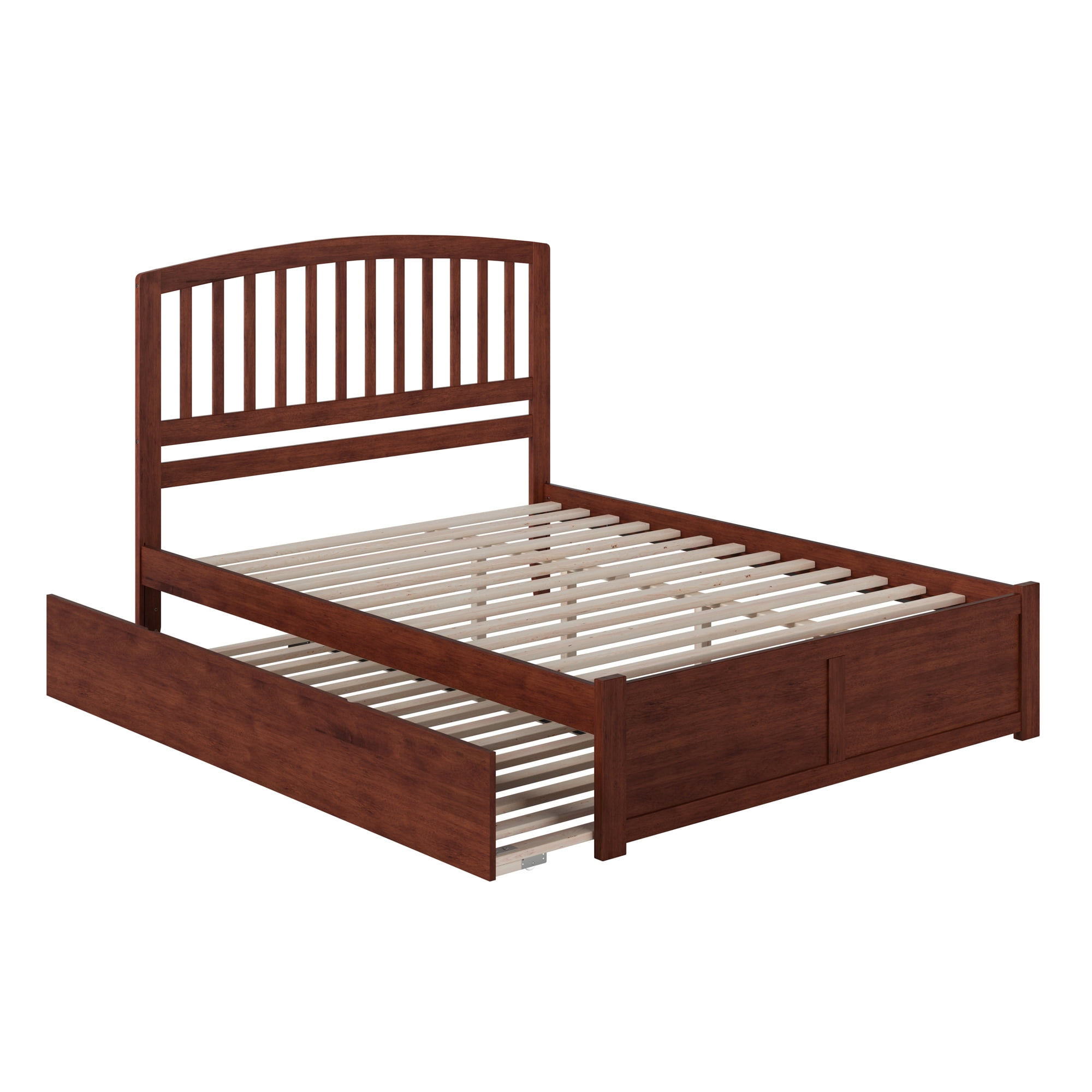 AFI Richmond King Wood Platform Bed with Footboard and Twin XL Trundle, Walnut