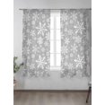 thumbnail image 5 of Semi Sheer Window Curtains 72 Inches Long, Grey Christmas Rod Pocket Voile Silky Chiffon Curtain Treatment Drapes for Kitchen, Living Room, Xmas Snowflake White 52"x72", 2 Panels, 5 of 9